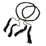 Japanese Buddhist Prayer Bracelet Vtg Juzu Clear Black Resin Beads Tassel JZ169