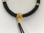 Japanese Buddhist Prayer Bracelet Vtg Juzu Clear Black Resin Beads Tassel JZ184