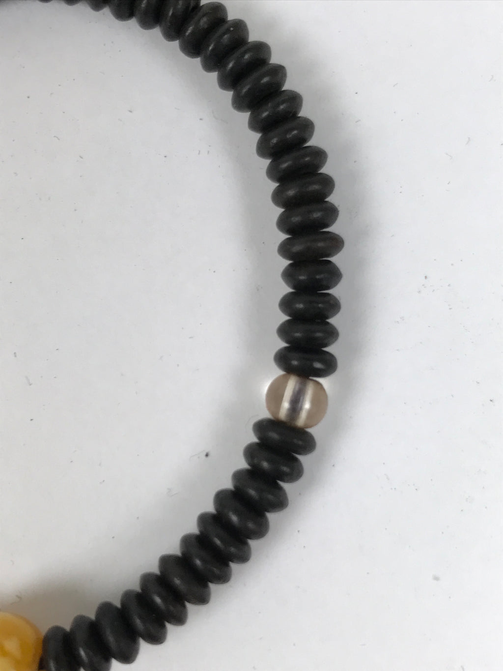 Japanese Buddhist Prayer Bracelet Vtg Juzu Clear Black Resin Beads Tassel JZ184