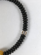 Japanese Buddhist Prayer Bracelet Vtg Juzu Clear Black Resin Beads Tassel JZ184
