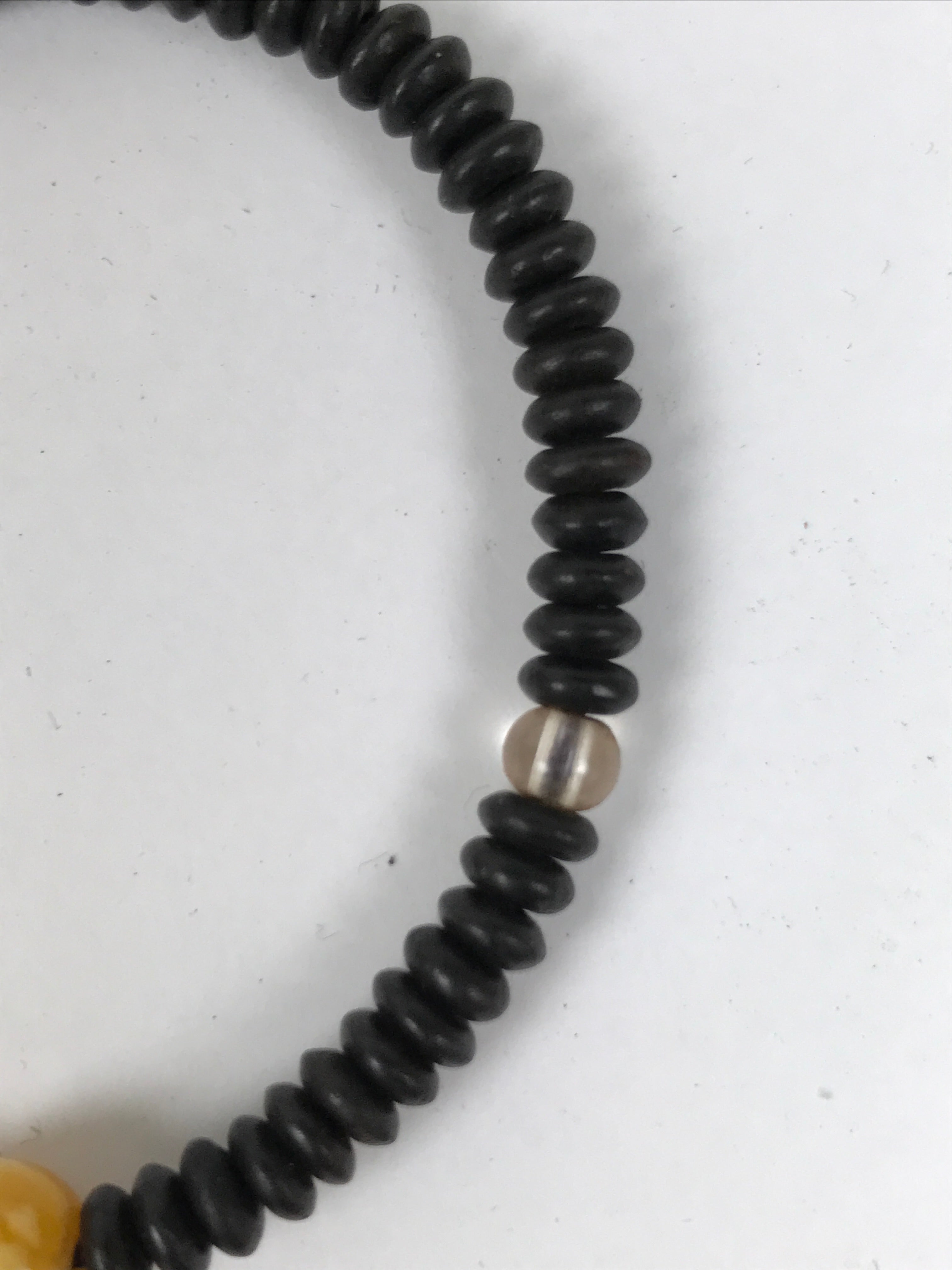 Japanese Buddhist Prayer Bracelet Vtg Juzu Clear Black Resin Beads Tassel JZ184