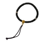 Japanese Buddhist Prayer Bracelet Vtg Juzu Clear Black Resin Beads Tassel JZ184