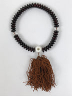 Japanese Buddhist Prayer Bracelet Vtg Juzu Clear Brown Resin Beads Tassel JZ174