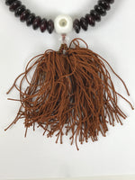 Japanese Buddhist Prayer Bracelet Vtg Juzu Clear Brown Resin Beads Tassel JZ174