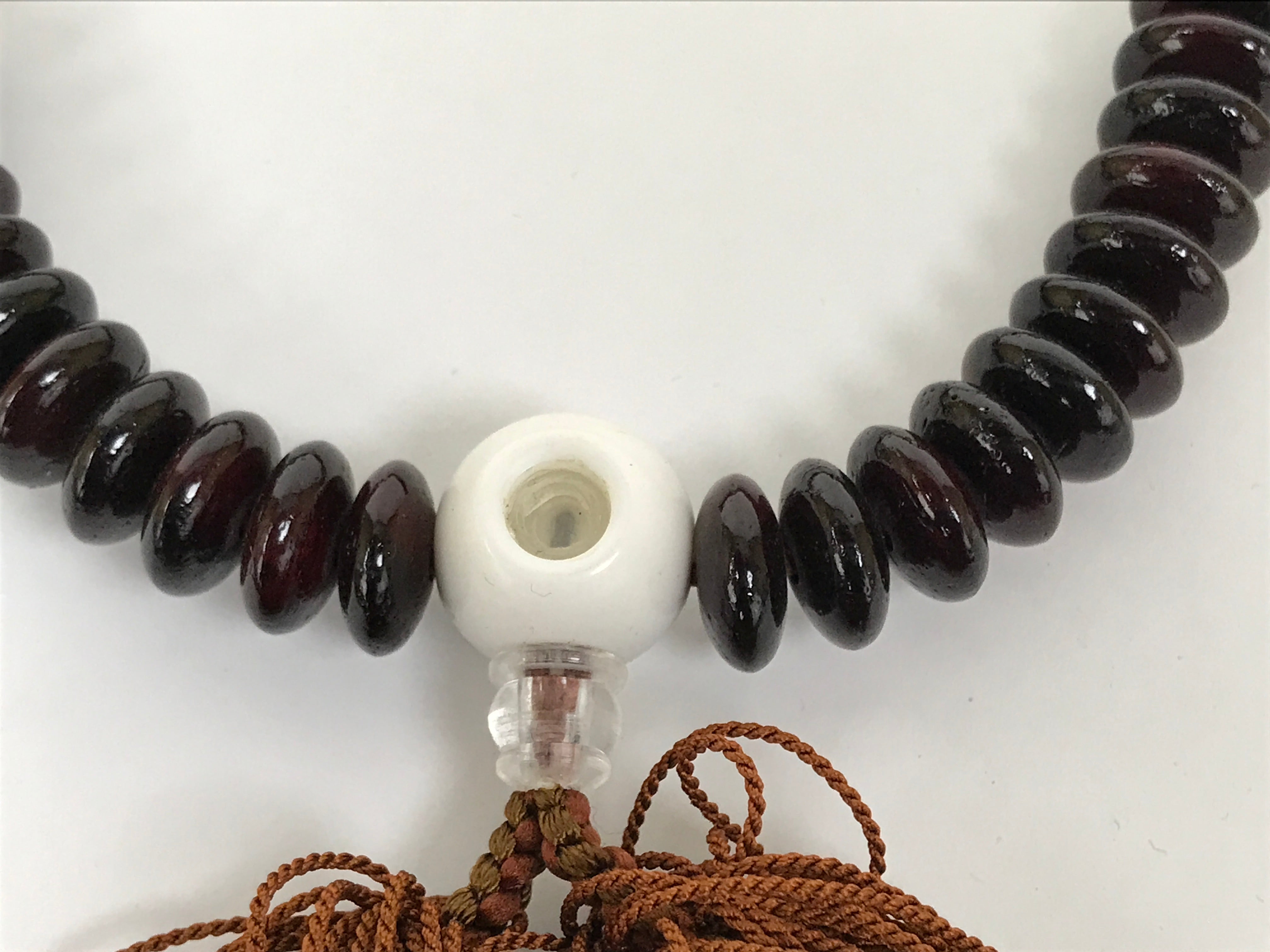 Japanese Buddhist Prayer Bracelet Vtg Juzu Clear Brown Resin Beads