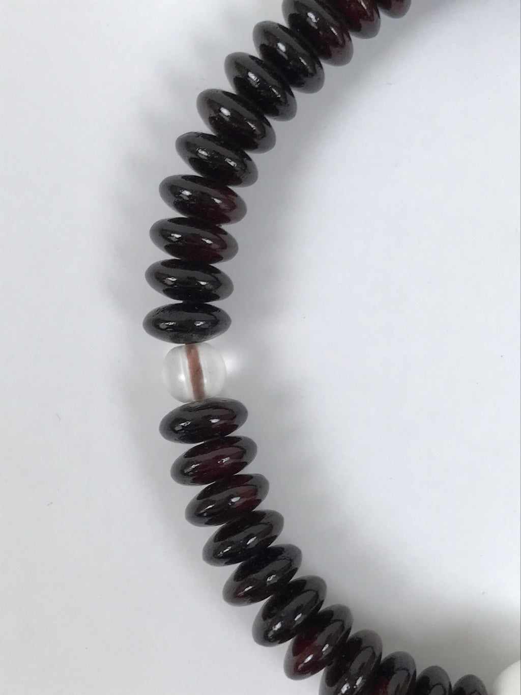 Japanese Buddhist Prayer Bracelet Vtg Juzu Clear Brown Resin Beads Tassel JZ174