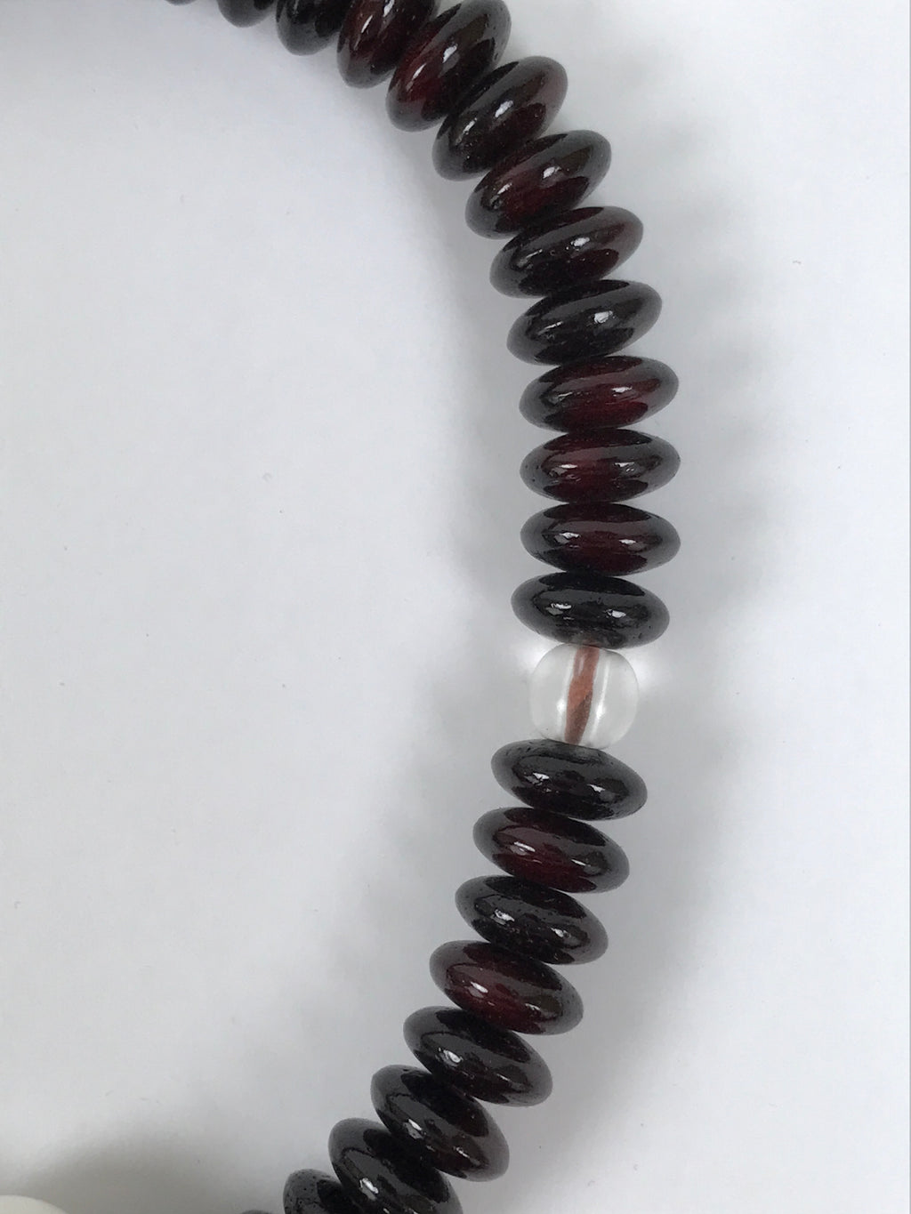 Japanese Buddhist Prayer Bracelet Vtg Juzu Clear Brown Resin Beads Tassel JZ174