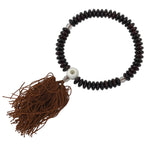 Japanese Buddhist Prayer Bracelet Vtg Juzu Clear Brown Resin Beads Tassel JZ174
