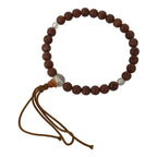Japanese Buddhist Prayer Bracelet Vtg Juzu Clear Brown Resin Beads Tassel JZ175