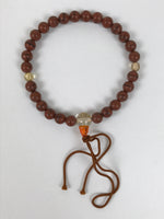Japanese Buddhist Prayer Bracelet Vtg Juzu Clear Brown Resin Beads Tassel JZ178