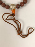 Japanese Buddhist Prayer Bracelet Vtg Juzu Clear Brown Resin Beads Tassel JZ178