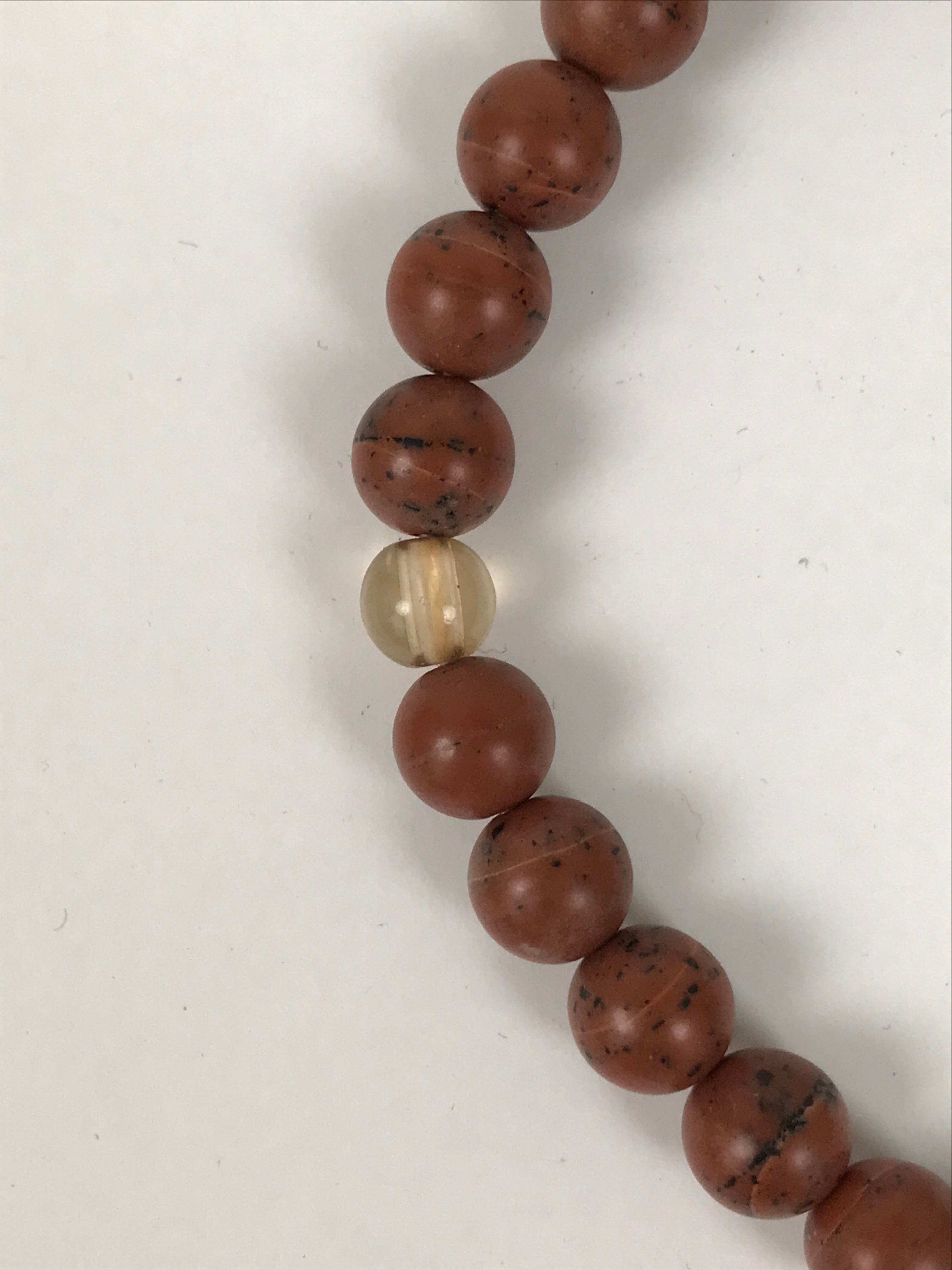 Japanese Buddhist Prayer Bracelet Vtg Juzu Clear Brown Resin Beads Tassel JZ178