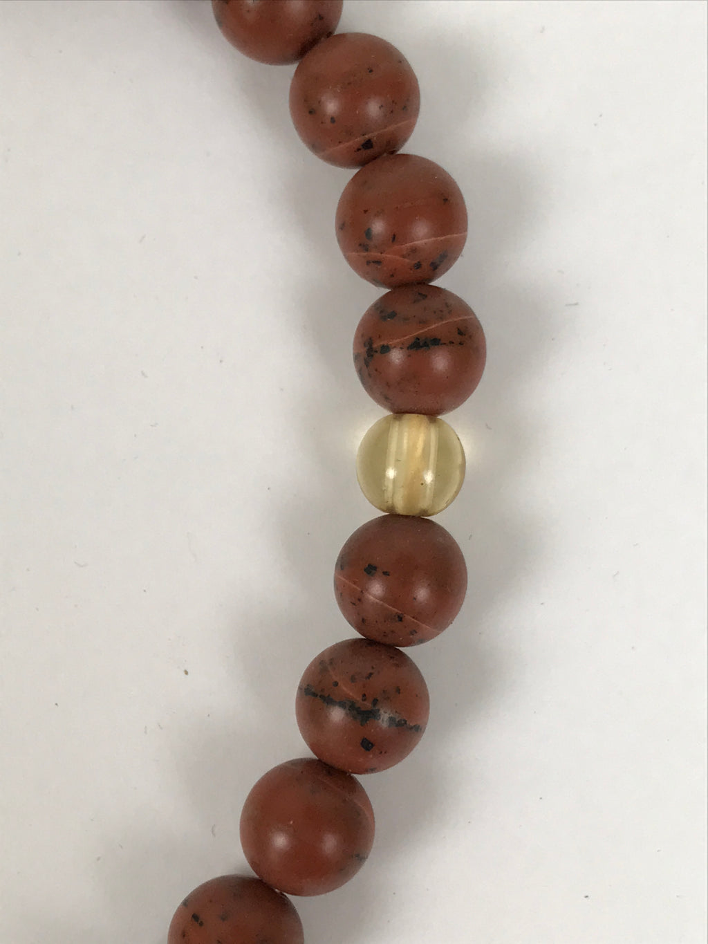 Japanese Buddhist Prayer Bracelet Vtg Juzu Clear Brown Resin Beads Tassel JZ178