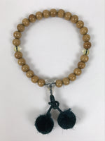 Japanese Buddhist Prayer Bracelet Vtg Juzu Clear Brown Wood Beads Tassel JZ180