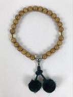 Japanese Buddhist Prayer Bracelet Vtg Juzu Clear Brown Wood Beads Tassel JZ180