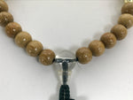 Japanese Buddhist Prayer Bracelet Vtg Juzu Clear Brown Wood Beads Tassel JZ180