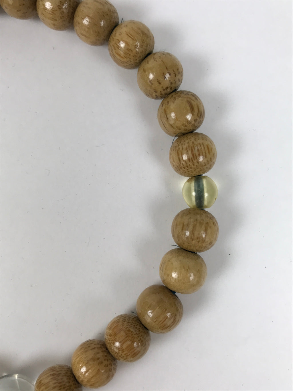 Japanese Buddhist Prayer Bracelet Vtg Juzu Clear Brown Wood Beads Tassel JZ180