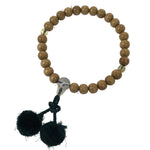 Japanese Buddhist Prayer Bracelet Vtg Juzu Clear Brown Wood Beads Tassel JZ180