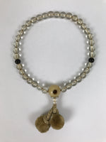 Japanese Buddhist Prayer Bracelet Vtg Juzu Clear Glass Beads Beige Tassel JZ187