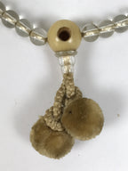 Japanese Buddhist Prayer Bracelet Vtg Juzu Clear Glass Beads Beige Tassel JZ187