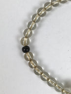 Japanese Buddhist Prayer Bracelet Vtg Juzu Clear Glass Beads Beige Tassel JZ187