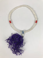 Japanese Buddhist Prayer Bracelet Vtg Juzu Clear Glass Beads Purple Tassel JZ188