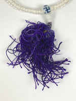 Japanese Buddhist Prayer Bracelet Vtg Juzu Clear Glass Beads Purple Tassel JZ188