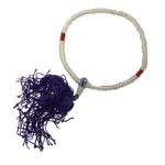 Japanese Buddhist Prayer Bracelet Vtg Juzu Clear Glass Beads Purple Tassel JZ188
