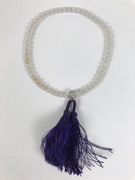 Japanese Buddhist Prayer Bracelet Vtg Juzu Clear Glass Beads Purple Tassel JZ189