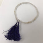 Japanese Buddhist Prayer Bracelet Vtg Juzu Clear Glass Beads Purple Tassel JZ189