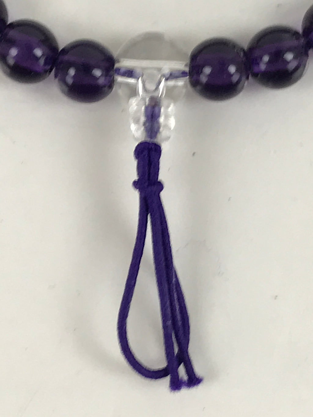 Japanese Buddhist Prayer Bracelet Vtg Juzu Clear Purple Resin Beads Tassel JZ165