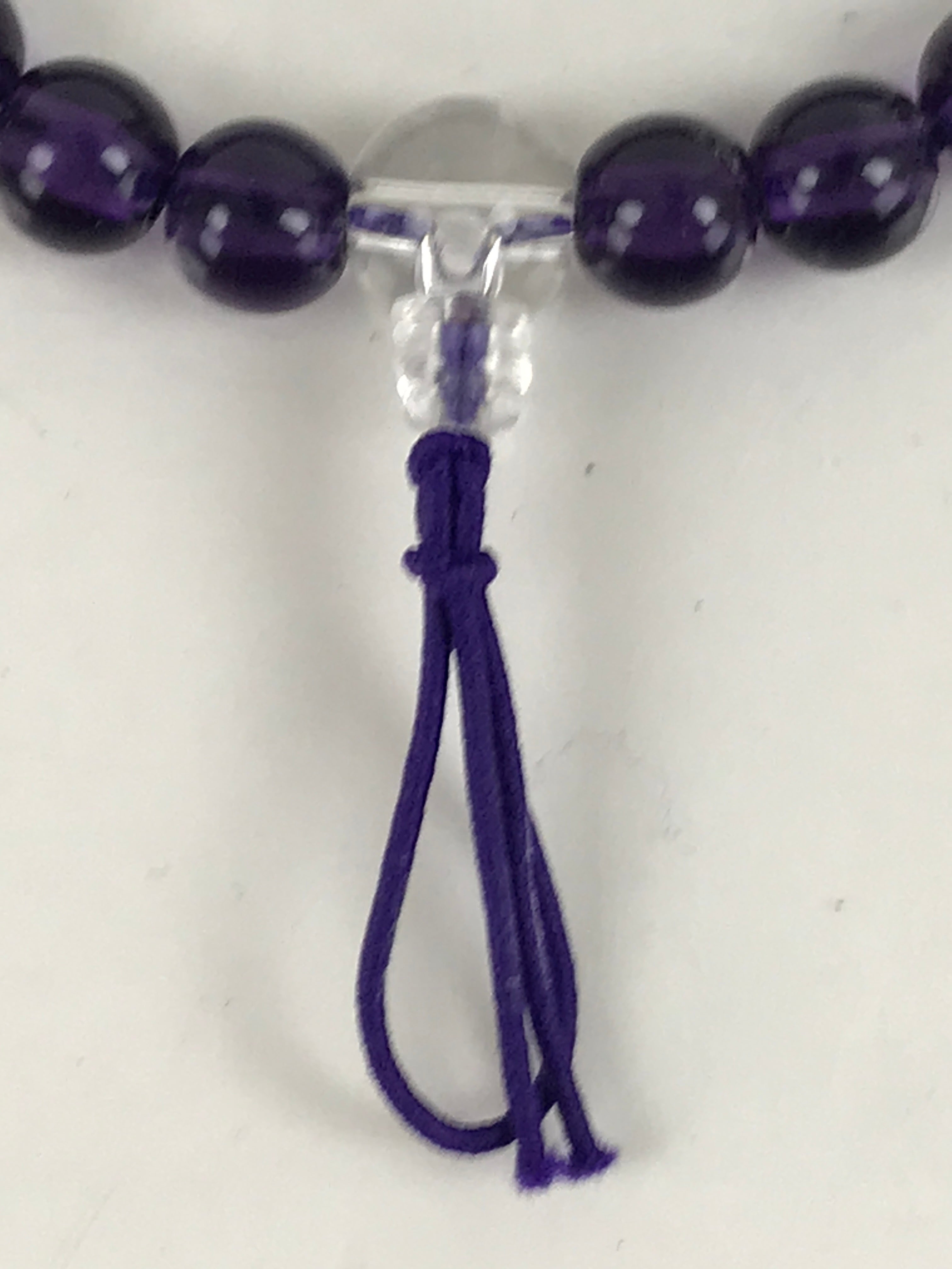 Japanese Buddhist Prayer Bracelet Vtg Juzu Clear Purple Resin Beads Tassel JZ165