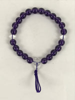 Japanese Buddhist Prayer Bracelet Vtg Juzu Clear Purple Resin Beads Tassel JZ166