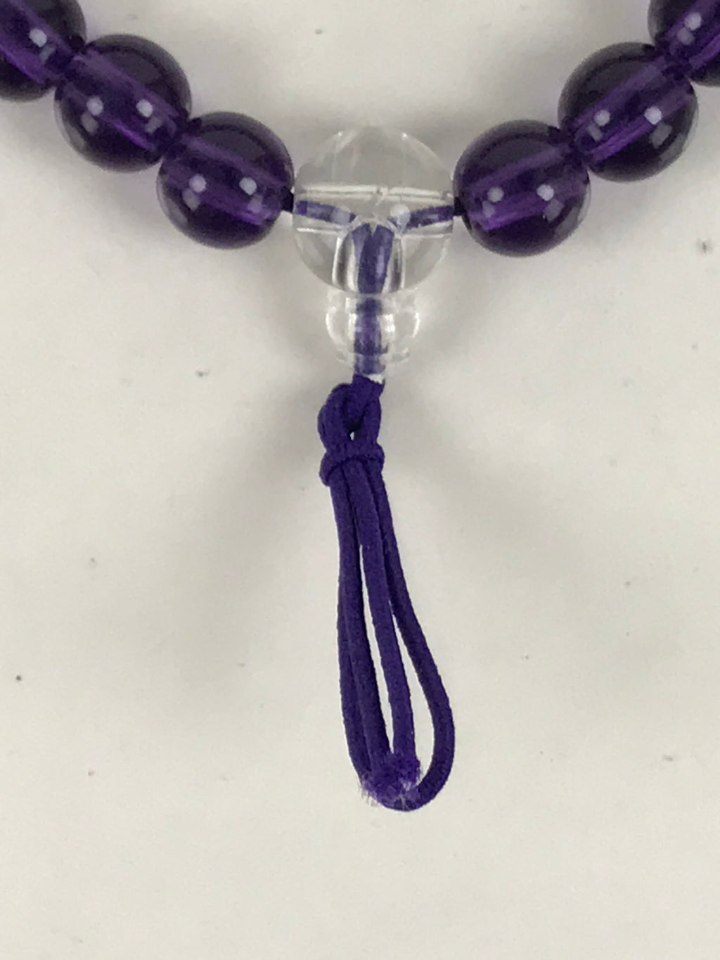 Japanese Buddhist Prayer Bracelet Vtg Juzu Clear Purple Resin Beads Tassel JZ166