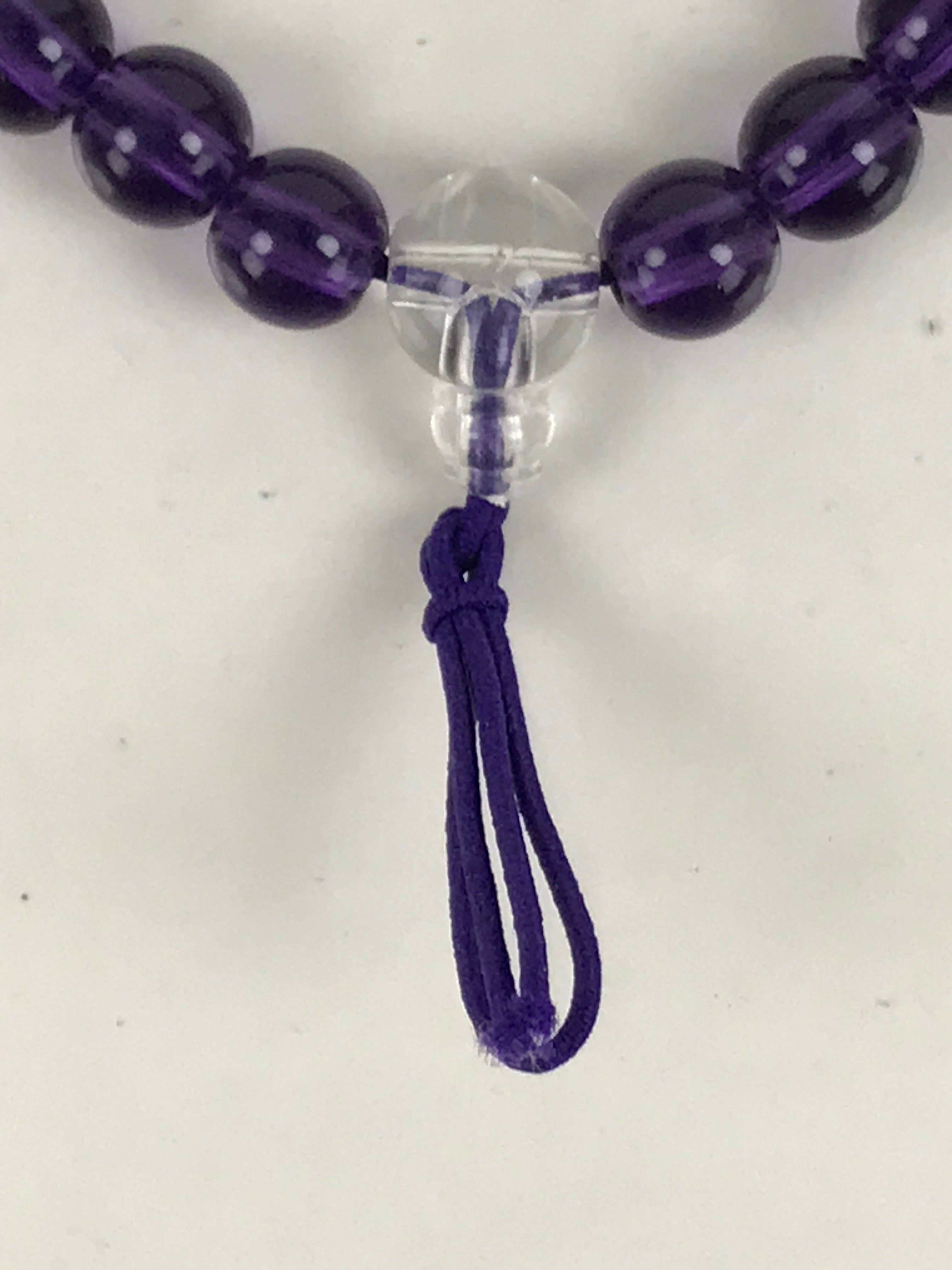 Japanese Buddhist Prayer Bracelet Vtg Juzu Clear Purple Resin Beads Tassel JZ166