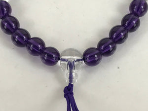 Japanese Buddhist Prayer Bracelet Vtg Juzu Clear Purple Resin Beads Tassel JZ166