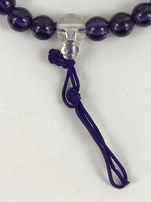 Japanese Buddhist Prayer Bracelet Vtg Juzu Clear Purple Resin Beads Tassel JZ168