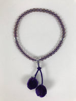 Japanese Buddhist Prayer Bracelet Vtg Juzu Clear Resin Beads Purple Tassel JZ186