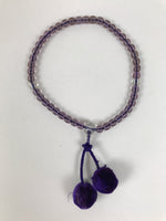 Japanese Buddhist Prayer Bracelet Vtg Juzu Clear Resin Beads Purple Tassel JZ186