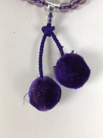 Japanese Buddhist Prayer Bracelet Vtg Juzu Clear Resin Beads Purple Tassel JZ186