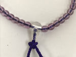 Japanese Buddhist Prayer Bracelet Vtg Juzu Clear Resin Beads Purple Tassel JZ186