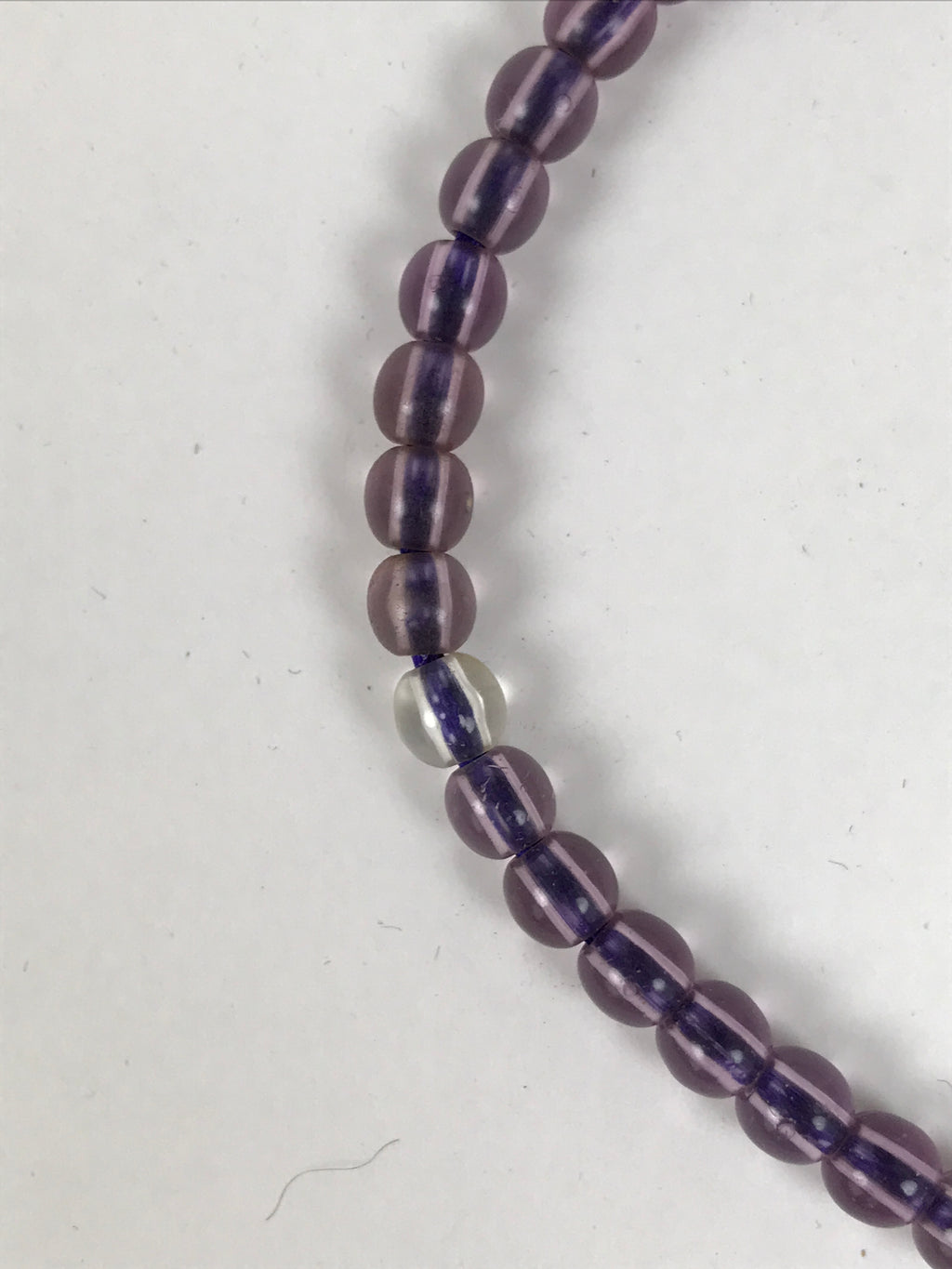 Japanese Buddhist Prayer Bracelet Vtg Juzu Clear Resin Beads Purple Tassel JZ186