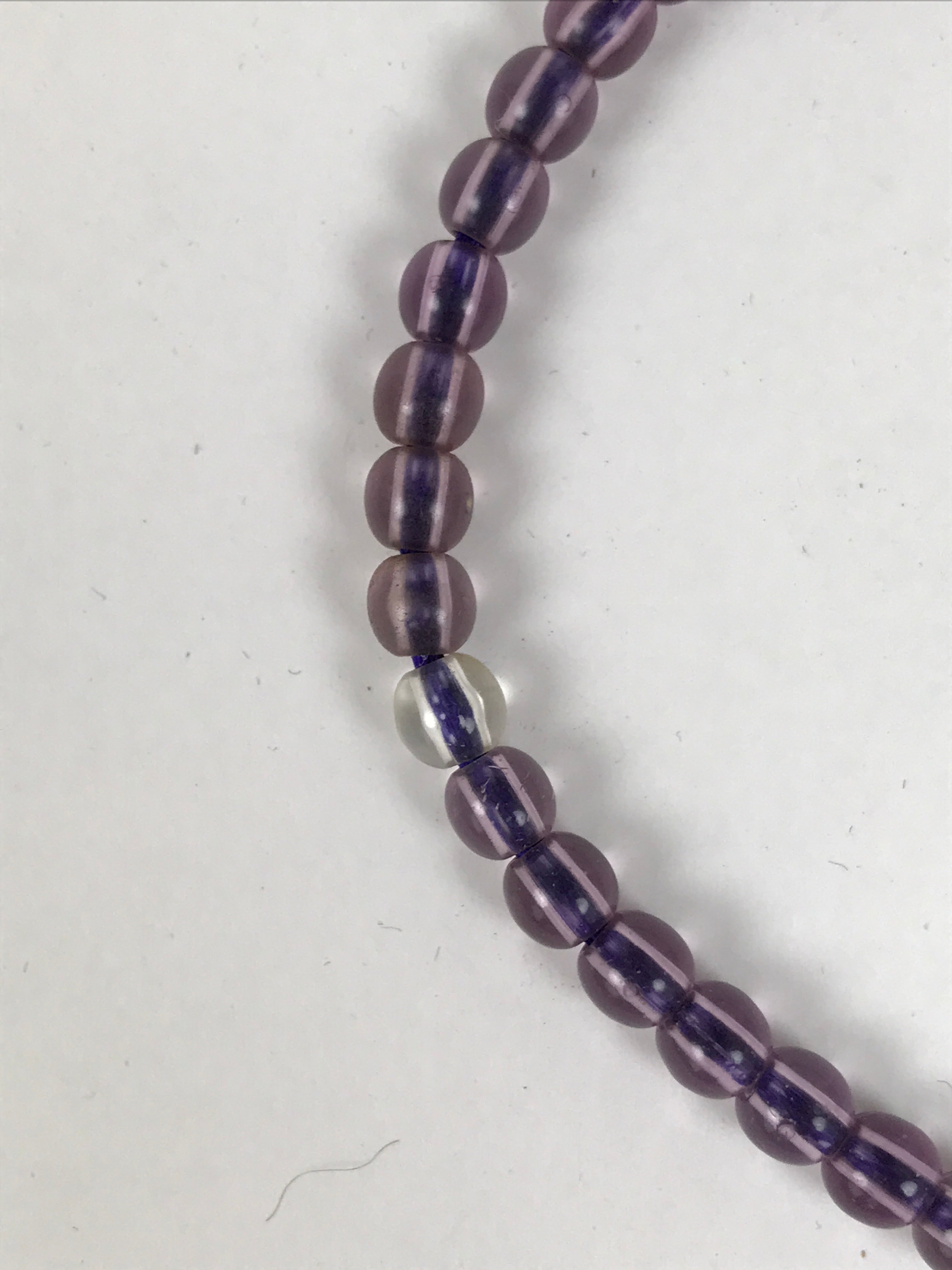 Japanese Buddhist Prayer Bracelet Vtg Juzu Clear Resin Beads Purple Tassel JZ186