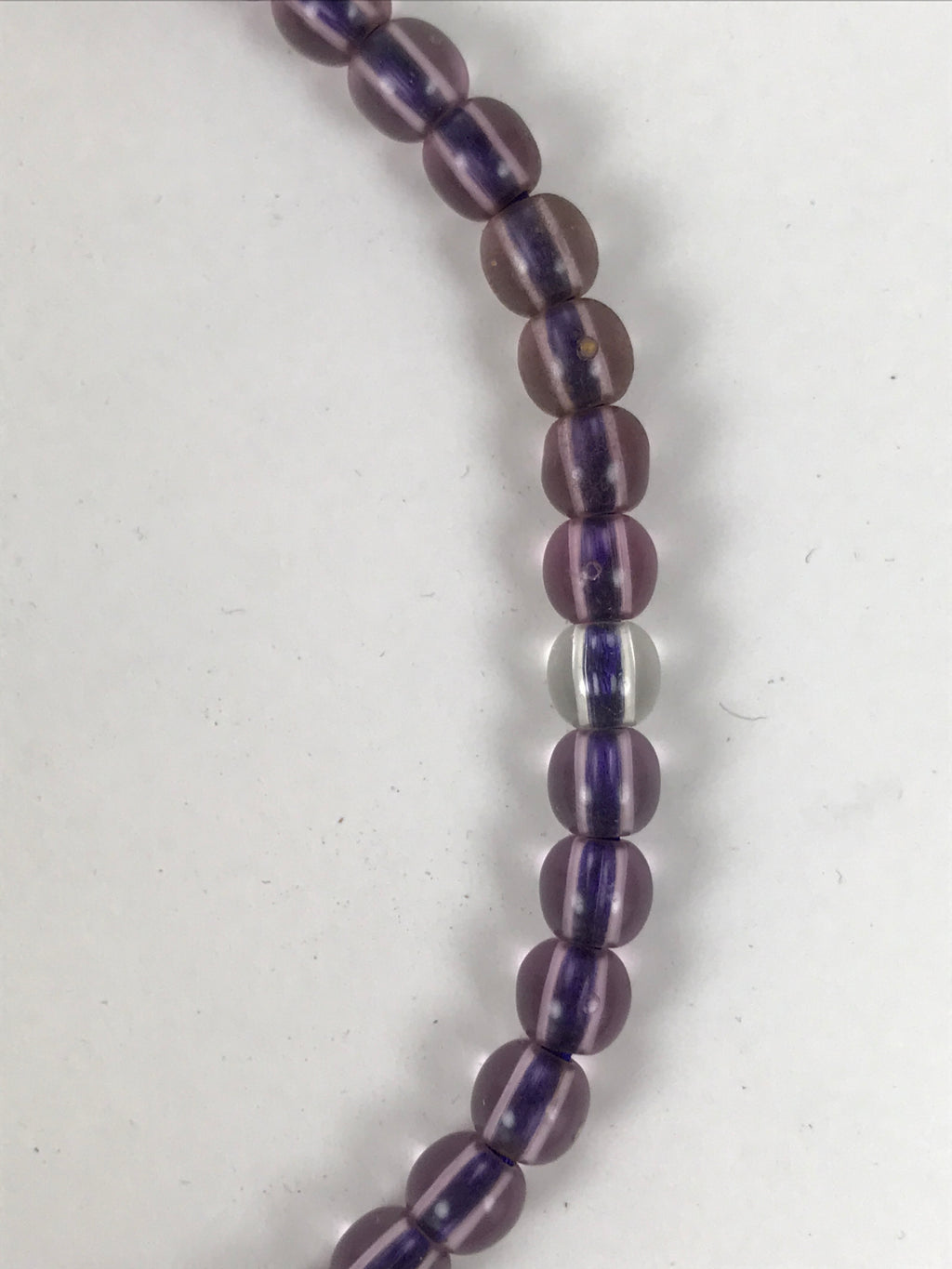 Japanese Buddhist Prayer Bracelet Vtg Juzu Clear Resin Beads Purple Tassel JZ186