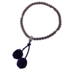 Japanese Buddhist Prayer Bracelet Vtg Juzu Clear Resin Beads Purple Tassel JZ186