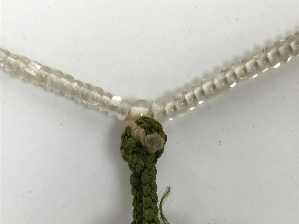 Japanese Buddhist Prayer Bracelet Vtg Juzu Glass Beads Green Rosary Tassel JZ181