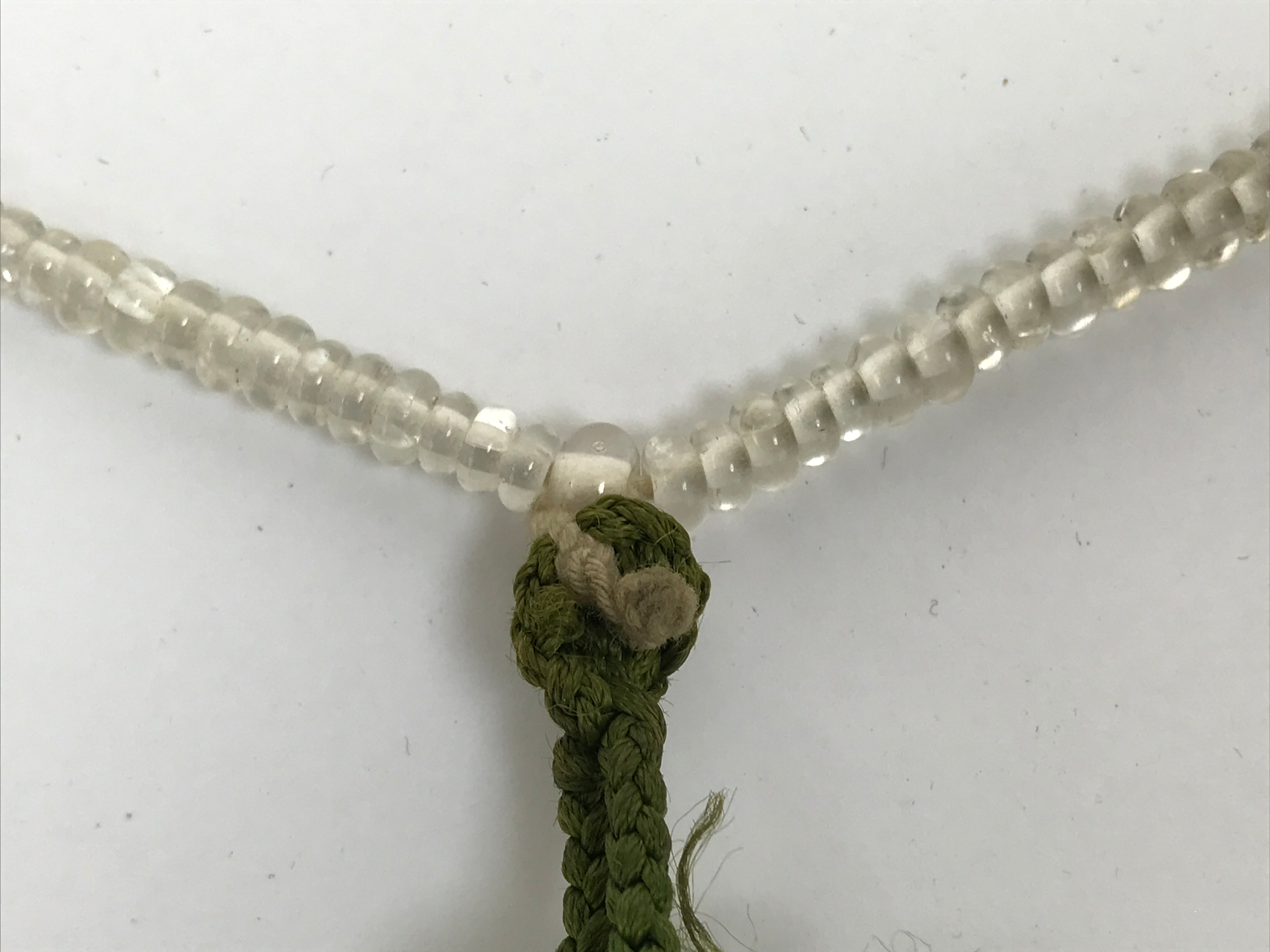 Japanese Buddhist Prayer Bracelet Vtg Juzu Glass Beads Green Rosary Tassel JZ181