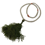 Japanese Buddhist Prayer Bracelet Vtg Juzu Glass Beads Green Rosary Tassel JZ181