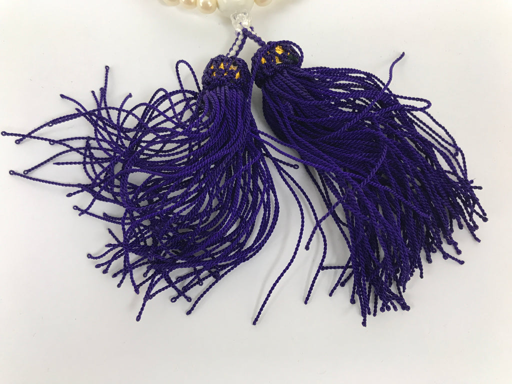Japanese Buddhist Prayer Bracelet Vtg Juzu Pearl Purple Resin Beads Tassel JZ182