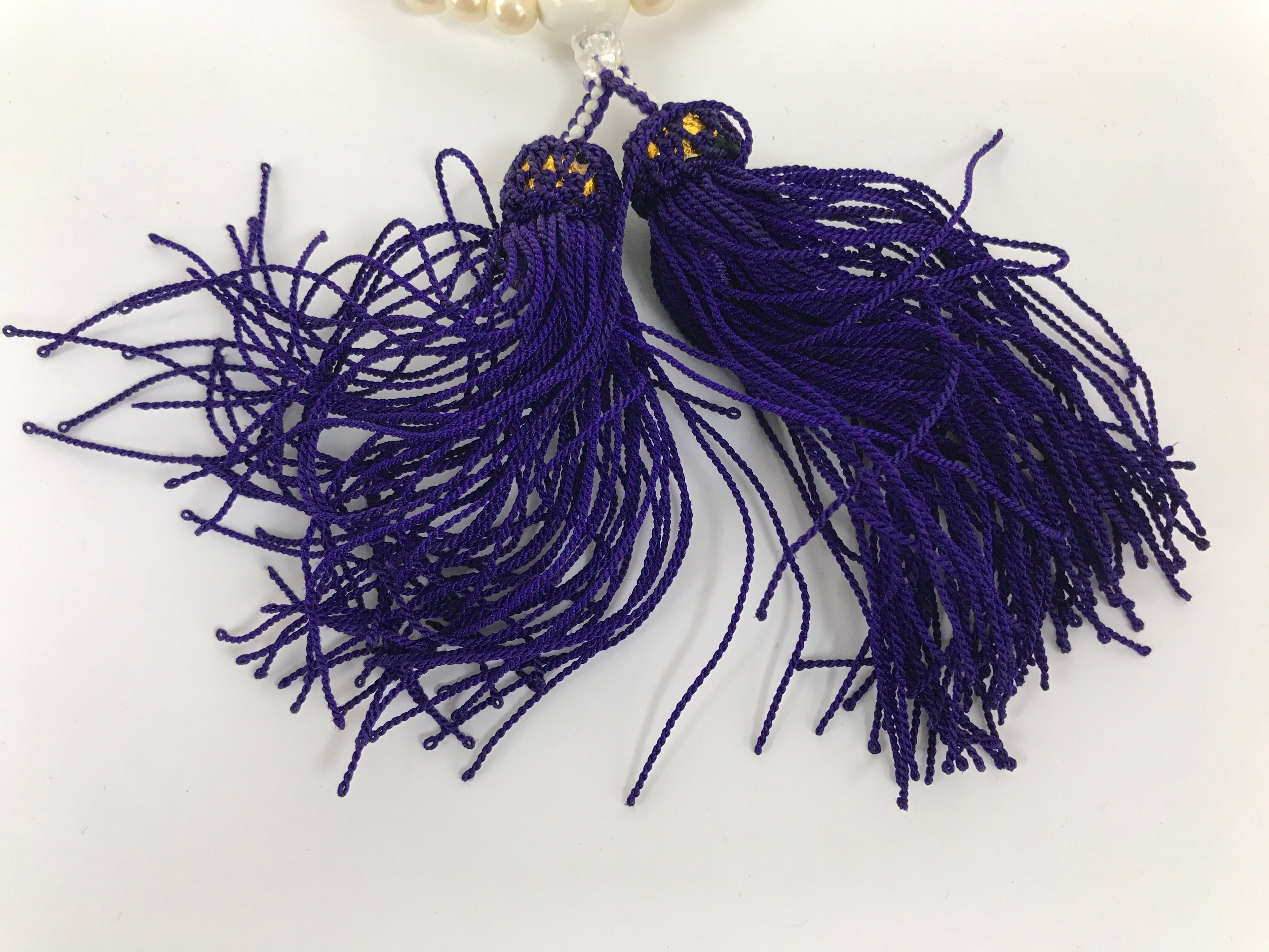 Japanese Buddhist Prayer Bracelet Vtg Juzu Pearl Purple Resin Beads Tassel JZ182